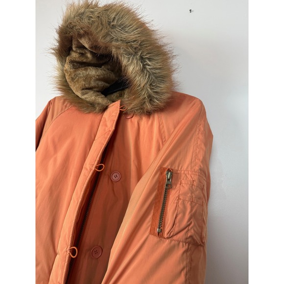 Talbots Kids Orange Faux Fur Hood Bomber Winter Rust Jacket Size 16‎ - Picture 11 of 16
